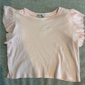 Cotton Emporium Pink Crop Top with Ruffles Size M
